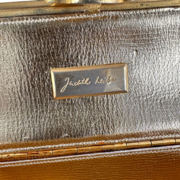 Rare Vintage JUDITH LEIBER Minaudière Gold Crystal Gilded Stamp Clutch Bag - Picture 14 of 16